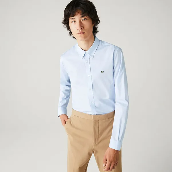 Áo Sơ Mi Nam Dài Tay Lacoste Regular CH2933T01 Màu Xanh Blue Size 40