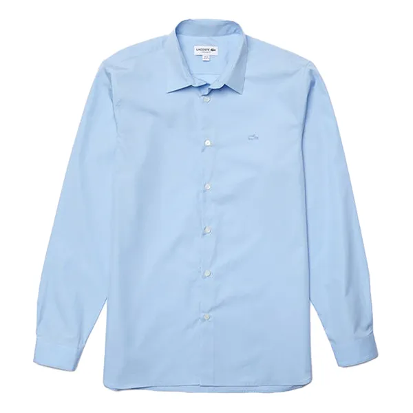 Áo Sơ Mi Nam Dài Tay Lacoste Regular CH2935HBP Màu Xanh Blue Size 39