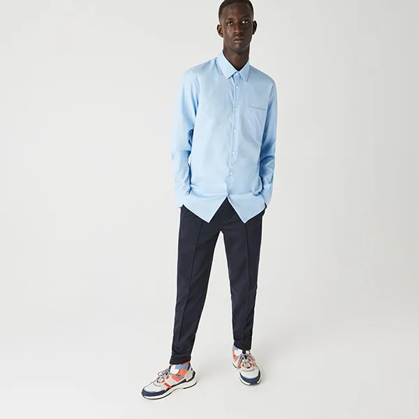Áo Sơ Mi Nam Dài Tay Lacoste Regular CH2745HBP Màu Xanh Blue Size 40