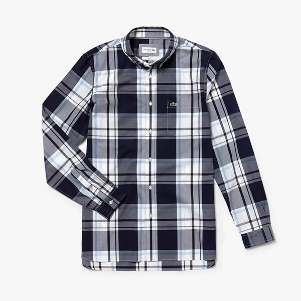Áo Sơ Mi Lacoste Slim Fit CH5142 525 Màu Đen Kẻ Trắng Size L