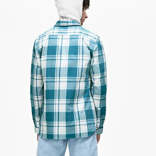 Áo Sơ Mi Lacoste Slim Fit CH5142 6UW Màu Xanh Kẻ Trắng Size L