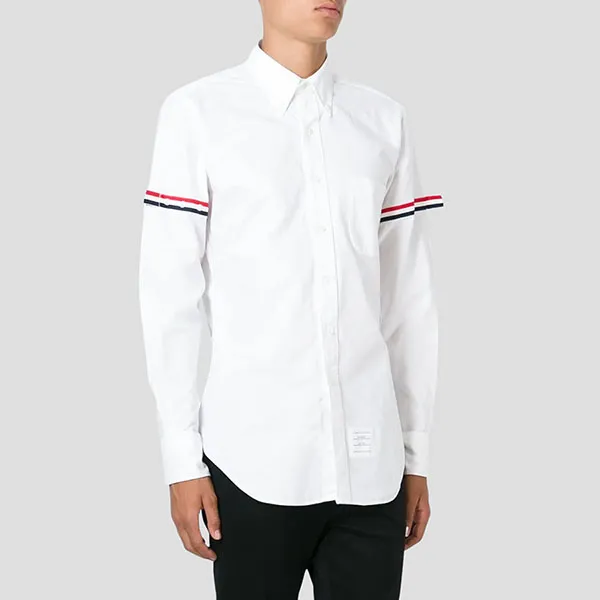 Áo Sơ Mi Thom Browne Grosgrain Arm Band Oxford MWL150E 00139 100 Màu Trắng