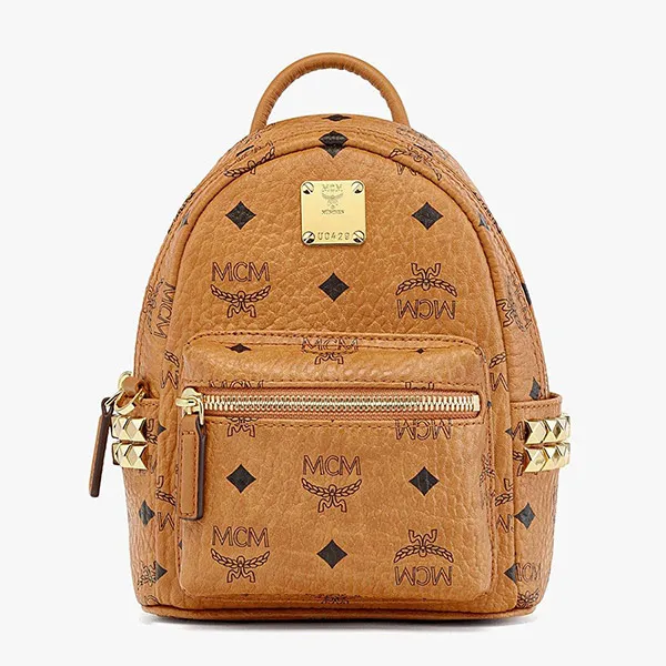Balo Nữ MCM Visetos Stark Bebe Boo Side Studded Backpack X-Mini Cognac Màu Nâu