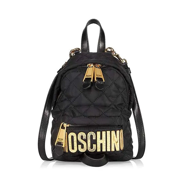 Balo Moschino Logo Quilted Nylon Backpack Màu Đen
