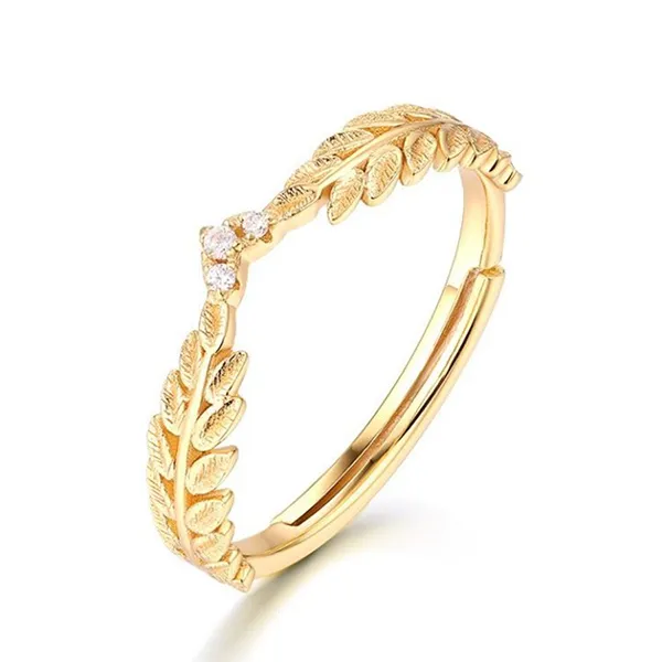 Set Dây Chuyền, Khuyên Tai, Vòng Đeo Tay, Nhẫn LiLi Jewelry Mạ Vàng Đính Đá Cz Hình Lá Ô Liu Lili_561446 Màu Vàng Gold