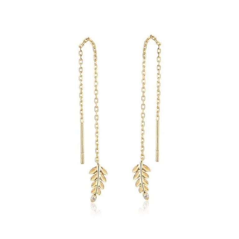 Set Dây Chuyền, Khuyên Tai, Vòng Đeo Tay, Nhẫn LiLi Jewelry Mạ Vàng Đính Đá Cz Hình Lá Ô Liu Lili_561446 Màu Vàng Gold