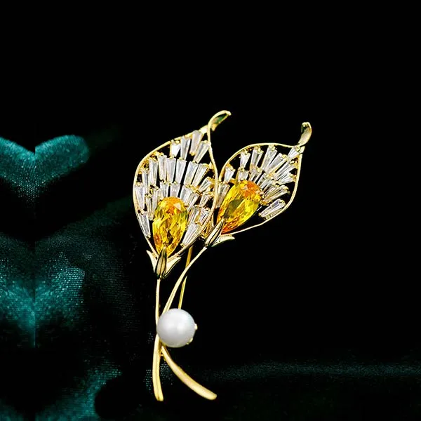 Cài Áo Meri Cài Bó Hoa Tinh Tế BR489 Màu Vàng