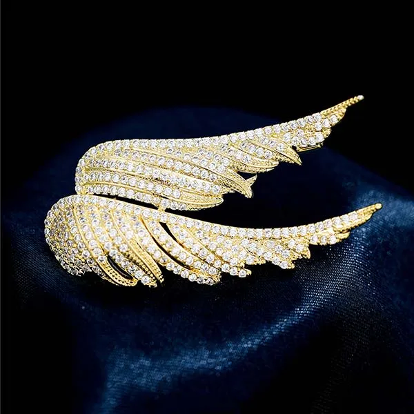 Cài Áo Meri Đôi Cánh Thiên Thần BR476 Màu Vàng