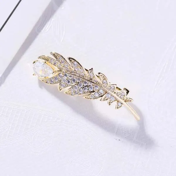 Cài Áo Meri Hình Lông Chim Xinh Xắn BR433-V Màu Vàng