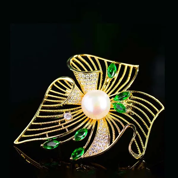 Cài Áo Meri Hoa Đá Sang Trọng BR464 Màu Vàng