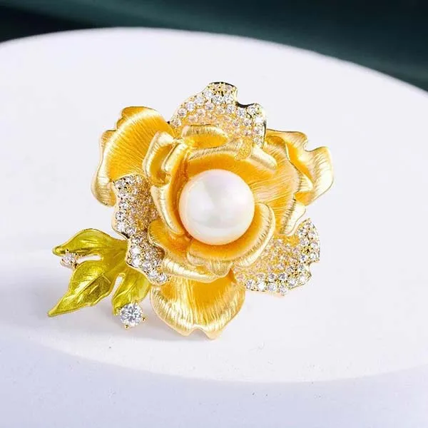Cài Áo Meri Hoa Hồng Vàng Cao Cấp BR465 Màu Vàng