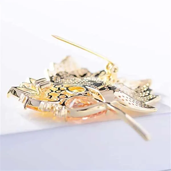 Cài Áo Meri Lá Ginko Kèm Đá Xanh Cao Cấp BR436-X Màu Xanh