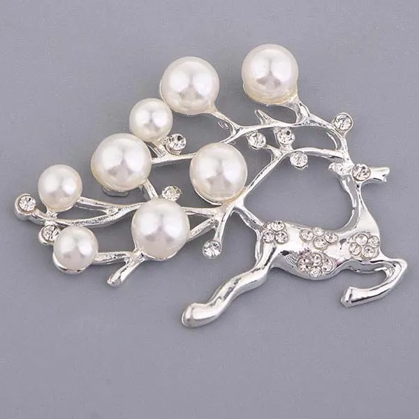 Cài Áo Meri Tuần Lộc Cao Cấp BR474 Màu Bạc