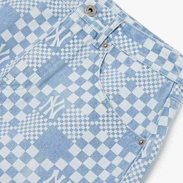 Chân Váy Nữ MLB Denim Mini A Checkerboard 3FDSM0223-50BLL Màu Xanh Nhạt Size S - Thời trang - Vua Hàng Hiệu