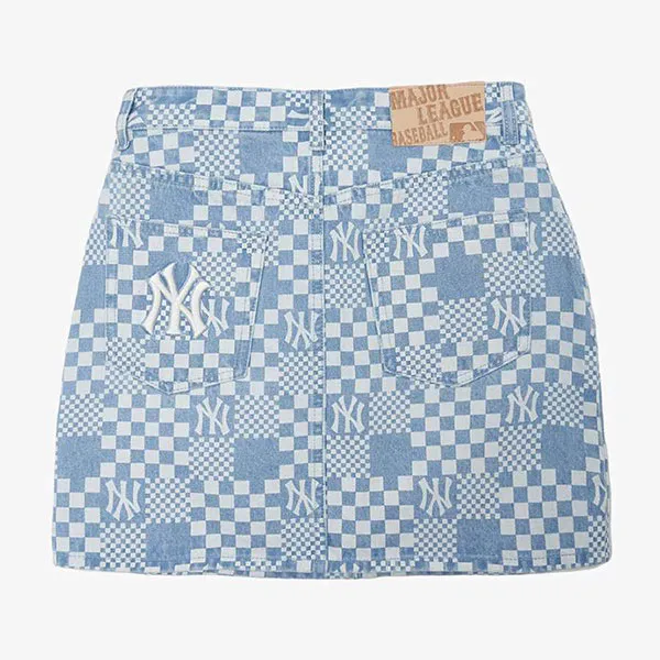 Chân Váy Nữ MLB Denim Mini A Checkerboard 3FDSM0223-50BLL Màu Xanh Nhạt Size S - Thời trang - Vua Hàng Hiệu