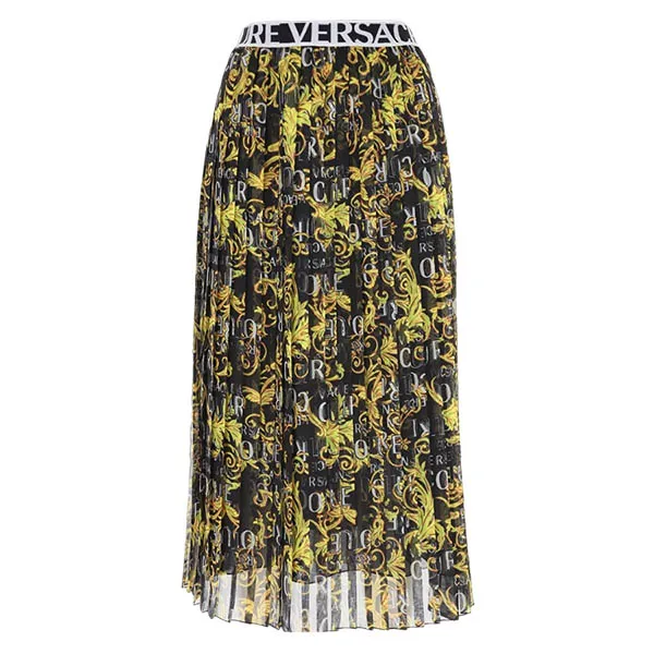 Chân Váy Versace Black Logo Baroque Printed 74HAE805 NS222 G89 Màu Đen Vàng