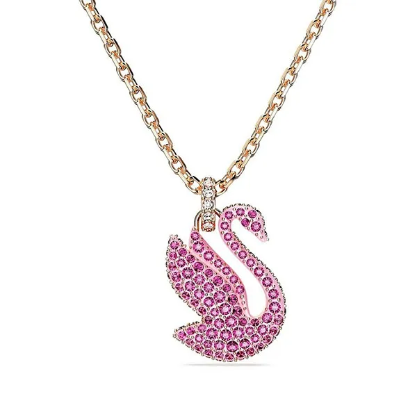 Combo Dây Chuyền Và Khuyên Tai Swarovski Iconic Swan Pink, Rose Gold-Tone Plated 5647552 5647544 Màu Hồng