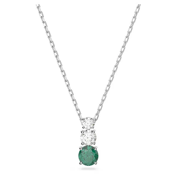 Dây Chuyền Swarovski Attract Trilogy Pendant Green, Rhodium Plated 5646717 Màu Xanh Bạc
