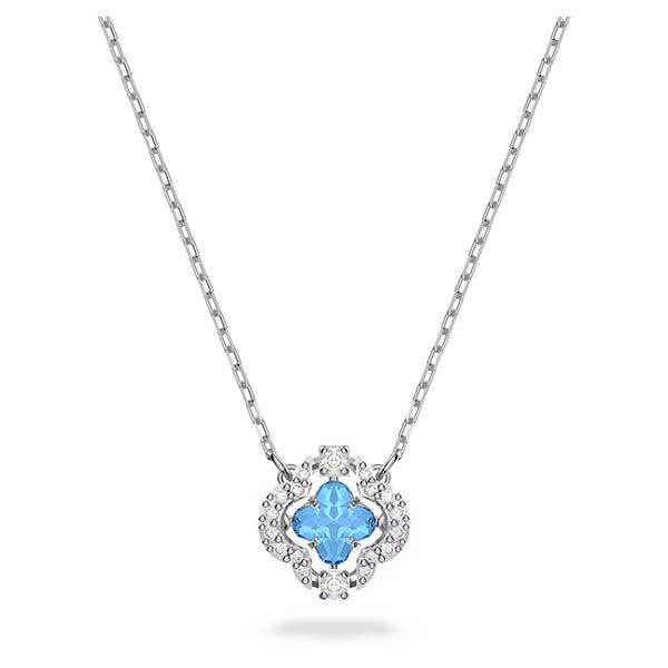 Dây Chuyền Swarovski Sparkling Dance Necklace Clover, Blue, Rhodium Plated 5642927 Màu Bạc - 3