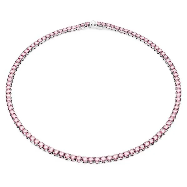 Dây Chuyền Swarovski Matrix Tennis Necklace Round Cut, Small, Pink, Rhodium Plated 5661193 Màu Hồng
