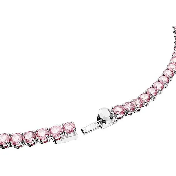Dây Chuyền Swarovski Matrix Tennis Necklace Round Cut, Small, Pink, Rhodium Plated 5661193 Màu Hồng