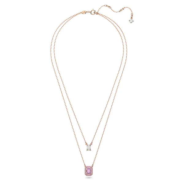 Dây Chuyền Swarovski Millenia Layered Necklace Octagon Cut, Purple, Rose Gold-Tone Plated 5640558 Màu Tím Vàng