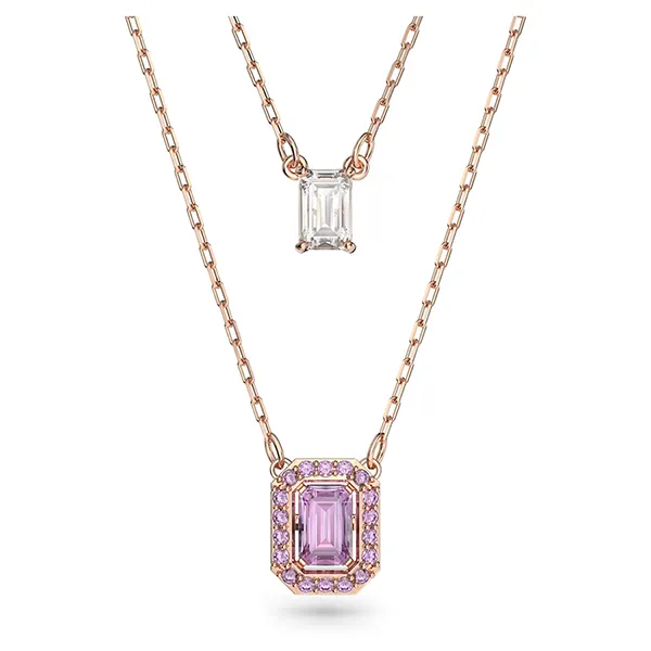 Dây Chuyền Swarovski Millenia Layered Necklace Octagon Cut, Purple, Rose Gold-Tone Plated 5640558 Màu Tím Vàng