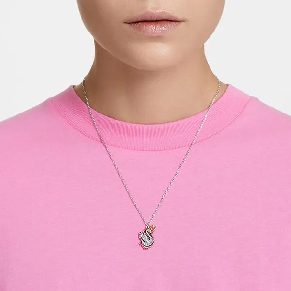 Dây Chuyền Swarovski Pop Swan Pendant Swan, Pink, Rhodium Plated 5649200 Màu Hồng