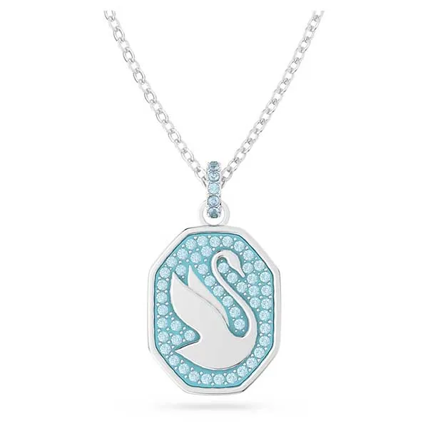 Dây Chuyền Swarovski Signum Pendant Swan, Long, Blue, Rhodium Plated 5628546 Màu Xanh Bạc