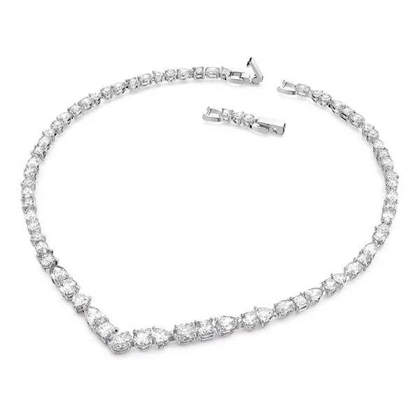 Dây Chuyền Swarovski Tennis Deluxe V Necklace Mixed Cuts, White, Rhodium Plated 5556917 Màu Bạc - Trang sức - Vua Hàng Hiệu