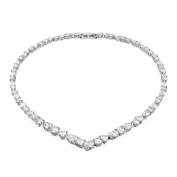 Dây Chuyền Swarovski Tennis Deluxe V Necklace Mixed Cuts, White, Rhodium Plated 5556917 Màu Bạc - Trang sức - Vua Hàng Hiệu