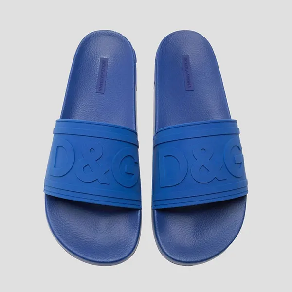 Dép Nam Dolce & Gabbana D&G Blue With Embossed Logo CS1786 AX389 89903 Màu Xanh Size 39 - 4