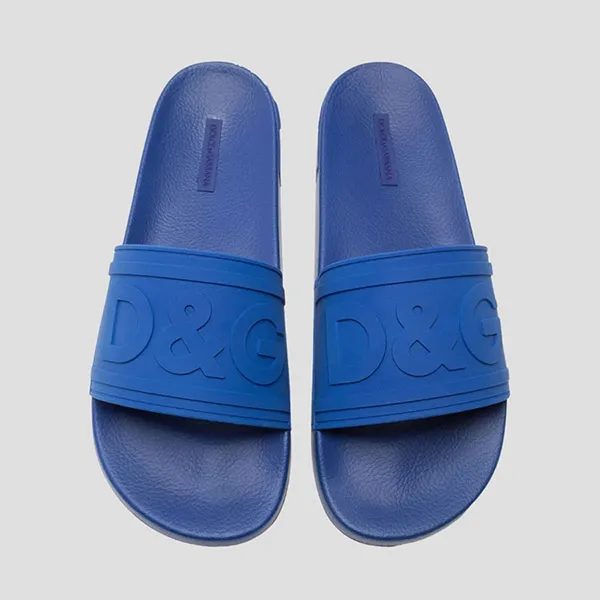 Dép Nam Dolce & Gabbana D&G Blue With Embossed Logo CS1786 AX389 89903 Màu Xanh Size 39