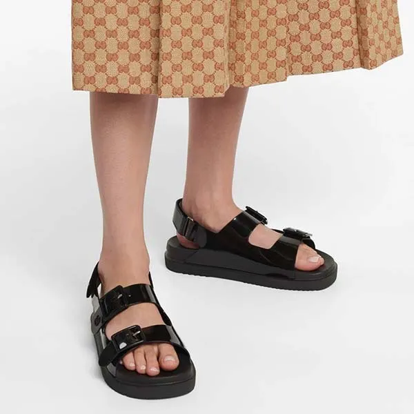 Dép Sandal Gucci Isla Buckled Rubber Sandals Màu Đen - Dép - Vua Hàng Hiệu