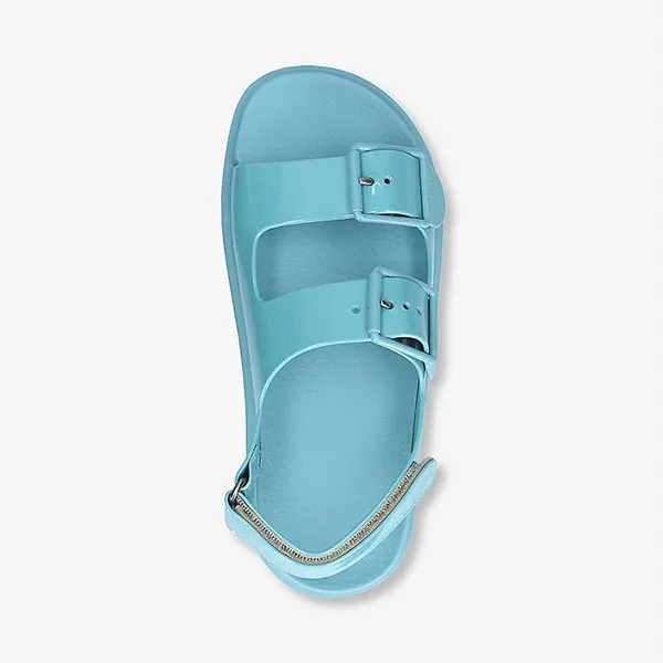 Dép Sandal Gucci Isla Buckled Rubber Sandals Màu Xanh Blue - 3