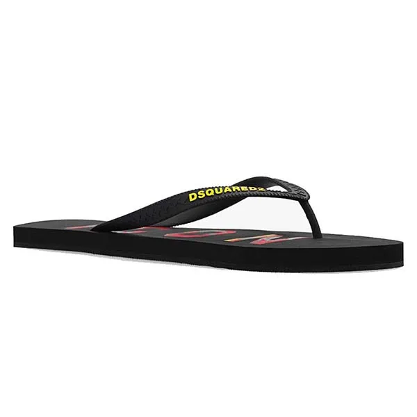 Dép Xỏ Ngón Dsquared2 Black Flip-Flops With Logo Màu Đen