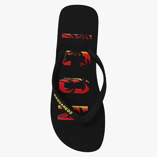 Dép Xỏ Ngón Dsquared2 Black Flip-Flops With Logo Màu Đen