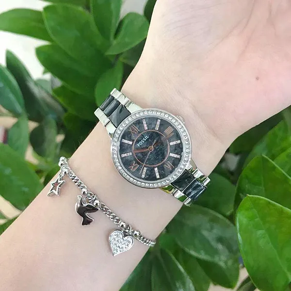 Đồng Hồ Nữ Fossil Virginia ES3918 Màu Đen Bạc