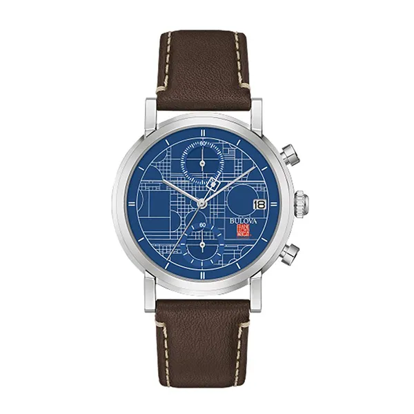 Đồng Hồ Nam Bulova Frank Lloyd Wright Blueprint 96B367 Màu Xanh Navy