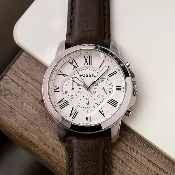 Đồng Hồ Nam Fossil Grant FS4735IE Màu Trắng Nâu