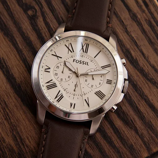 Đồng Hồ Nam Fossil Grant FS4735IE Màu Trắng Nâu
