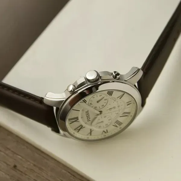 Đồng Hồ Nam Fossil Grant FS4735IE Màu Trắng Nâu