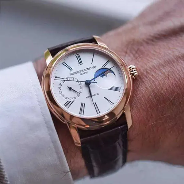 Đồng Hồ Nam Frederique Constant Classic Moonphase FC-712MS4H4 Màu Trắng Phối Vàng Hồng