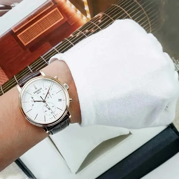 Đồng Hồ Nam Tissot Carson Premium T122.417.36.011.00 Màu Trắng Phối Vàng Hồng
