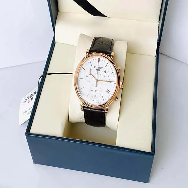 Đồng Hồ Nam Tissot Carson Premium T122.417.36.011.00 Màu Trắng Phối Vàng Hồng