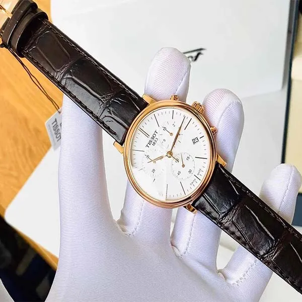 Đồng Hồ Nam Tissot Carson Premium T122.417.36.011.00 Màu Trắng Phối Vàng Hồng