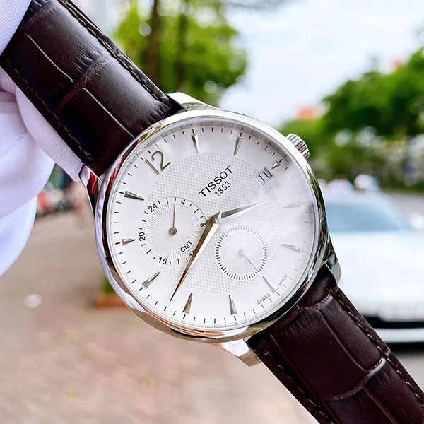Đồng Hồ Nam Tissot Tradition T063.639.16.037.00 CMT 42mm Màu Nâu Bạc