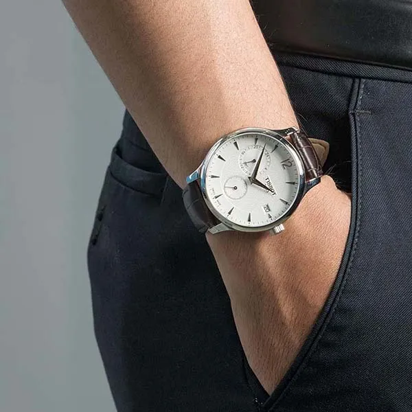 Đồng Hồ Nam Tissot Tradition T063.639.16.037.00 CMT 42mm Màu Nâu Bạc