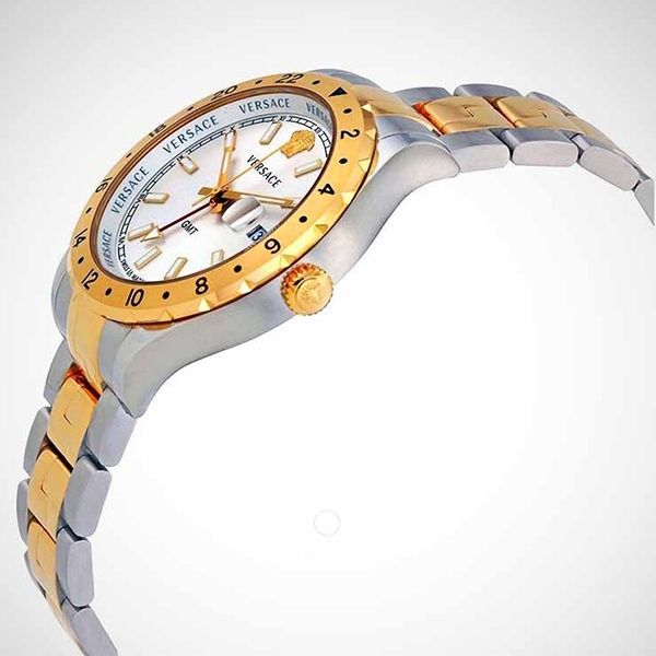 Đồng Hồ Nam Versace Hellenyium GMT Silver Dial Men's Watch V11030015 42mm Màu Demi (Trắng-Vàng) - 3
