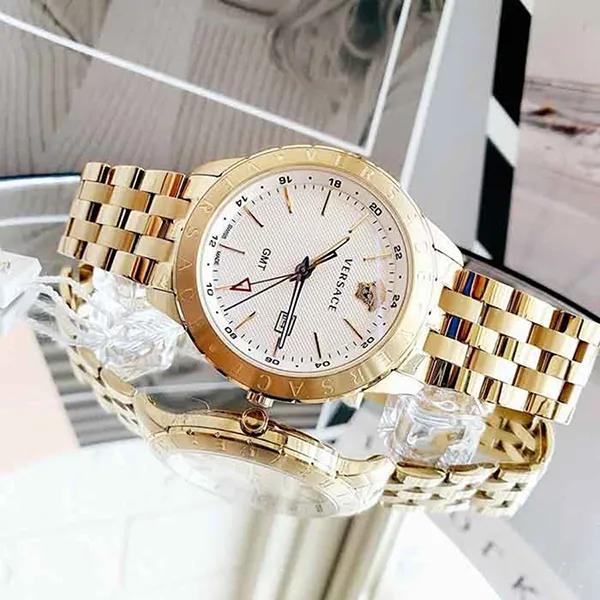 Đồng Hồ Nam Versace Univers Watch VEBK00518 43mm Màu Trắng Vàng